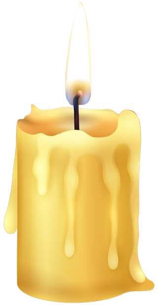 A lit memorial candle